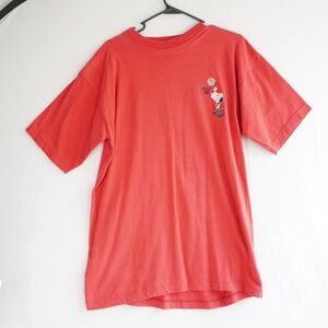 Vintage Toon Time Snoopy Basketball Red T-Shirt Mens Medium Heavy Cotton Peanuts